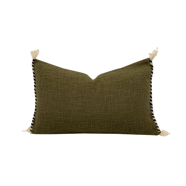 Coussin El Nino 25x40cm en Coton flammé Coloris Kaki - Bed and Philosophy - 1