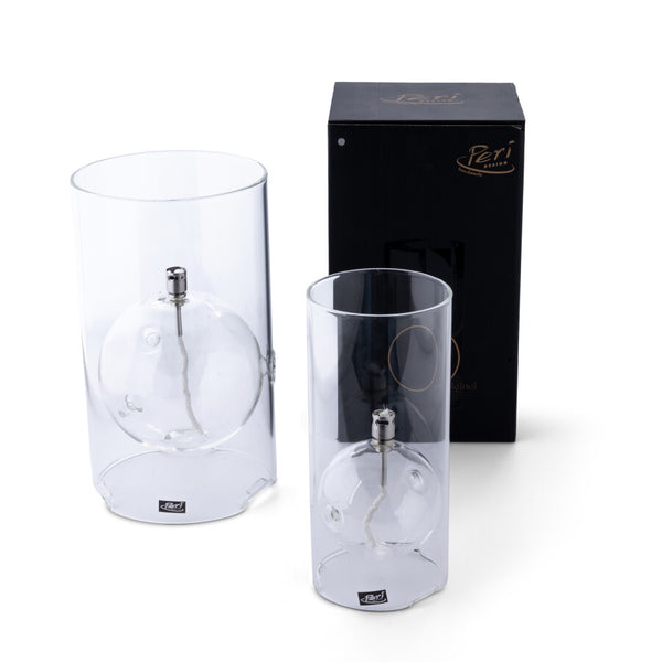 Lampe à huile Windshelter dans cylindre M - Chrome Transparent - Peri Living - 2