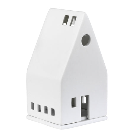Maison lumineuse Klein en porcelaine mate Räder avec découpes fines diffusant la lumière