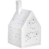 Maison lumineuse fleurie Räder en porcelaine blanche avec découpes prairie et bougie chauffe-plat