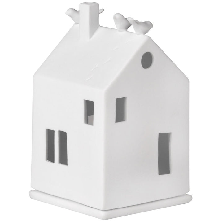 Lanterne décorative porcelaine Räder diffusant lumière douce à travers fenêtres, maisonnette 13cm