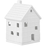 Maisonnette lumineuse à colombages en porcelaine blanche mat Räder, lanterne décorative avec ouvertures stylisées