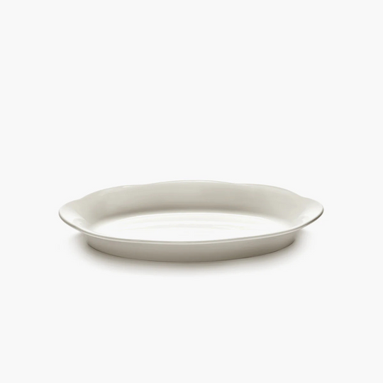 Assiette creuse ovale blanche Silhouette Serax 24,5 cm vue de face