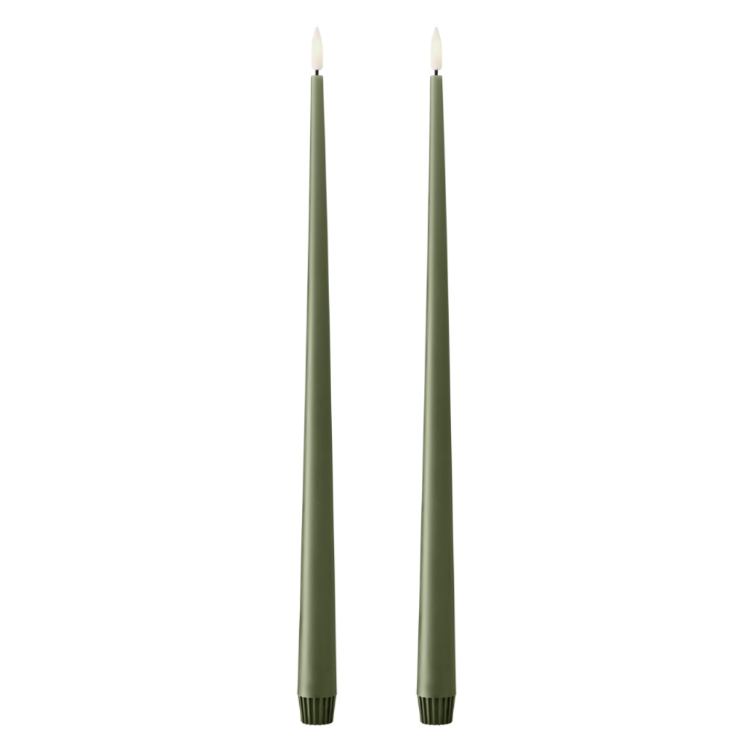 Bougie LED 40cm Green Soil Ester Erik design conique cire véritable flamme réaliste