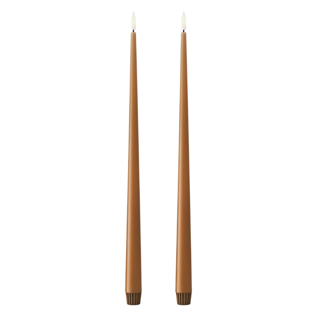 Bougie LED 40 cm Raw Toffee couleur taupe clair design conique Ester & Erik