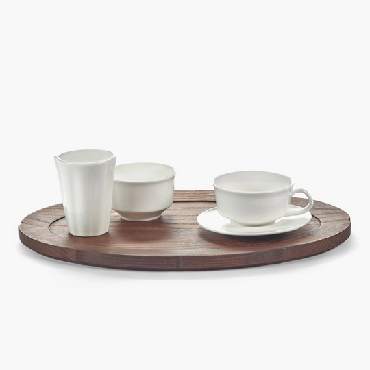 Plateau de service ovale bois frêne collection Silhouette Serax