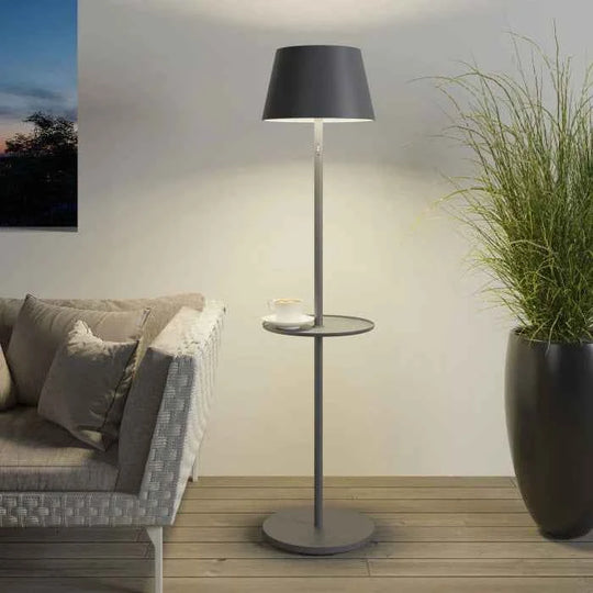 Lampadaire Garçon anthracite Sompex avec plateau intégré et structure aluminium élancée
