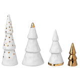 Sapins miniatures porcelaine Räder blanc mat avec finition dorée, ensemble décoration table de fête