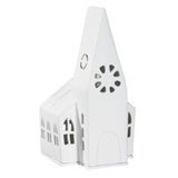 Grande église lumineuse en porcelaine mate Räder avec reliefs gravés et ouvertures pour bougie