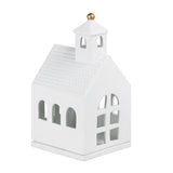Bougeoir lanterne design Räder maisonnette porcelaine mate blanc naturel avec effet lumineux