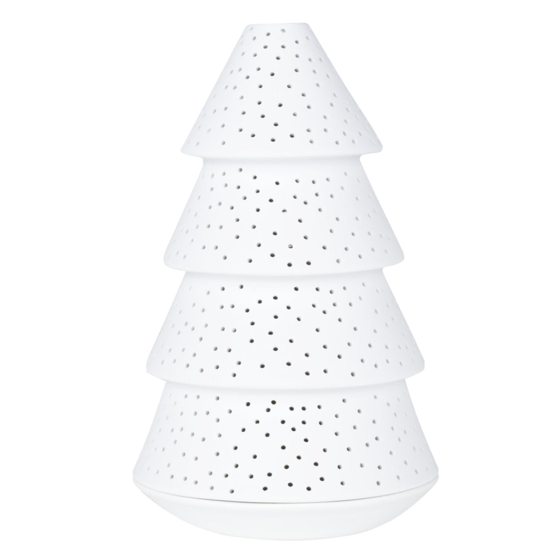 Lanterne décor sapin porcelaine Räder, bougeoir blanc naturel ajouré pour éclairage doux et ambiance hivernale