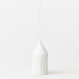 Pendentif porcelaine Crèche blanc mat Räder avec relief or, ornement sapin de Noël artisanal