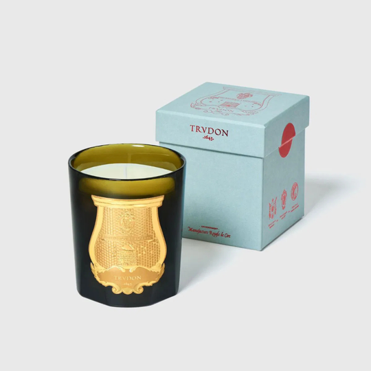 Bougie parfumée Tuileries Trudon 270g avec verre soufflé et mèche coton