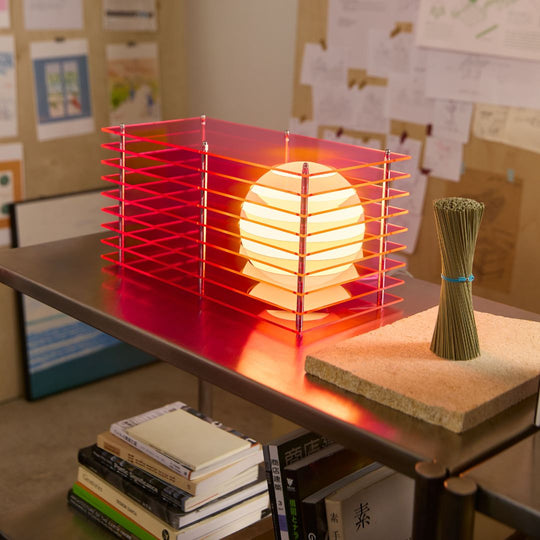 Luminaire Bang Big Rectangle couleur rose poudré, silhouette rectangulaire haute