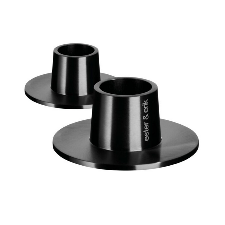 Bougeoir noir mat Medium Ester & Erik avec finition PVD, design épuré pour bougies effilées et cylindriques