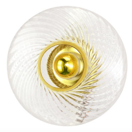 Détail verre ciselé applique murale Roxanne coloris bleu profondeur 12,8cm