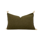 Coussin El Nino 25x40cm en coton flammé coloris kaki Bed and Philosophy