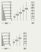 Vue d'ensemble de la bibliothèque Joy Zanotta en configuration minimale, meuble de décoration design