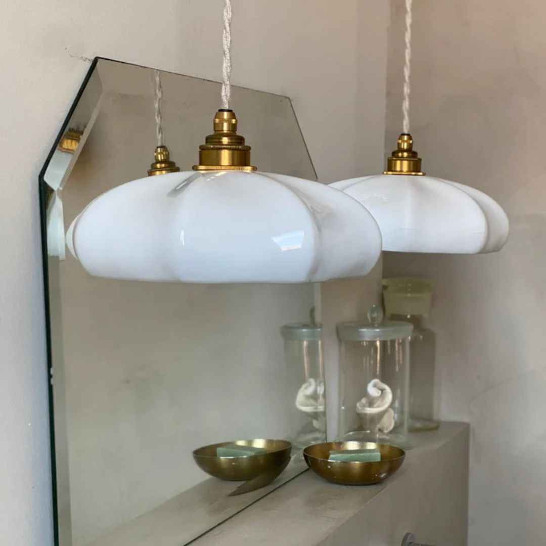 Luminaire Maria Enamoura corolle porcelaine blanche Limoges