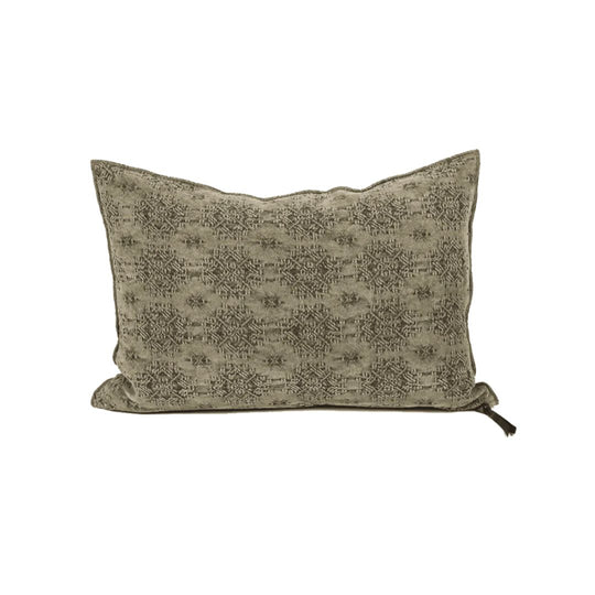 Coussin Kilim Kaki 30x50 Maison de Vacances détail tissage artisanal