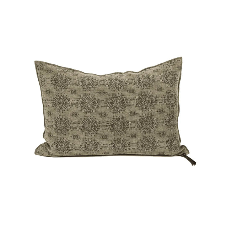 Coussin Kilim Kaki 30x50 Maison de Vacances détail tissage artisanal