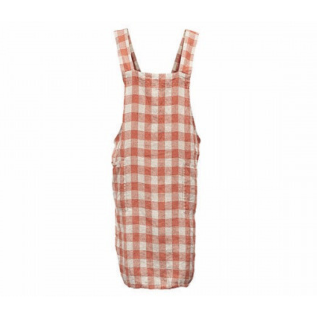 Tablier japonais croisé Vichy vintage marmelade Maison de Vacances, coupe élégante sans attache ni nouage