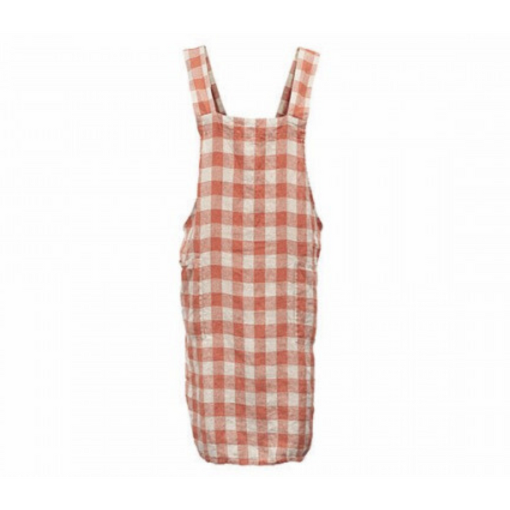 Tablier japonais croisé Vichy vintage marmelade Maison de Vacances, coupe élégante sans attache ni nouage