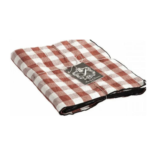 Nappe 145x240cm à carreaux Vichy Argile Maison de Vacances, pièce maîtresse de table élégante