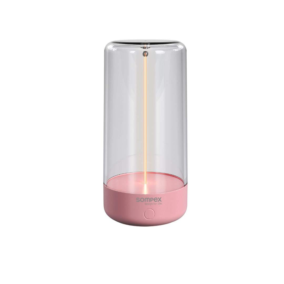 Lampe Pulse rose Sompex avec filament LED flottant et base en plastique haut de gamme