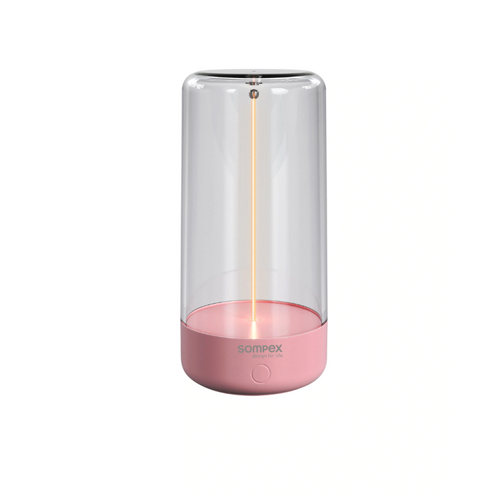 Lampe Pulse rose Sompex avec filament LED flottant et base en plastique haut de gamme