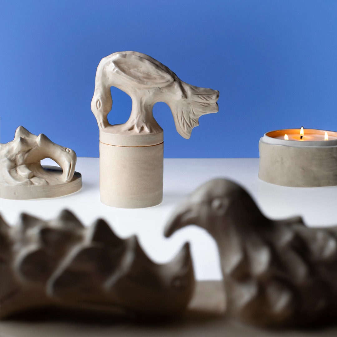 Bougie décorative Encensoir Serax fabriquée à Grasse, céramique blanche artisanale
