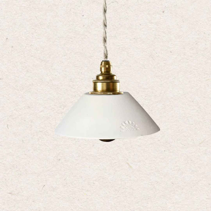 Suspension Pitchoun Enamoura en terre cuite blanche non émaillée, luminaire artisanal suspendu