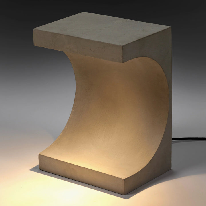 Meuble hybride Tangent Patrick Paris béton plateau et luminaire intégré