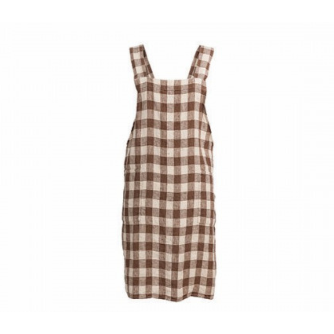 Tablier japonais croisé Vichy Vintage Terre Maison de Vacances, coupe épurée sans nouage
