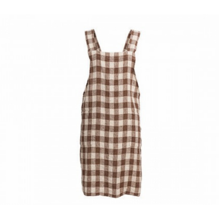 Tablier japonais croisé Vichy Vintage Terre Maison de Vacances, coupe épurée sans nouage