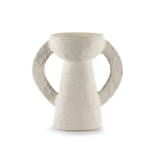 Vase blanc papier mâché avec anses collection Earth Serax design Marie Michielssen
