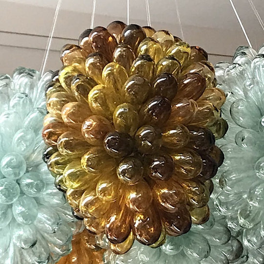 Lampe grappe Baladi ambre taille 3 en verre soufflé artisanal, pièce unique Maison Dar Dar