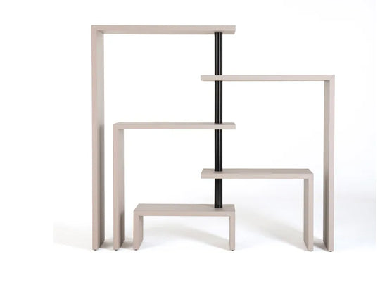 Bibliothèque Joy Zanotta avec étagères pivotantes en acier et bois, design Achille Castiglioni