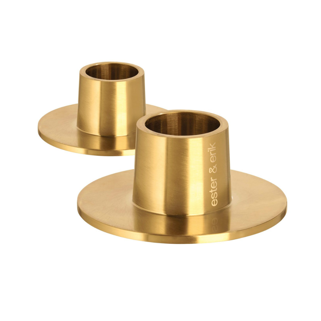 Bougeoir or mat Medium Ester & Erik avec finition PVD, design minimaliste pour bougies effilées