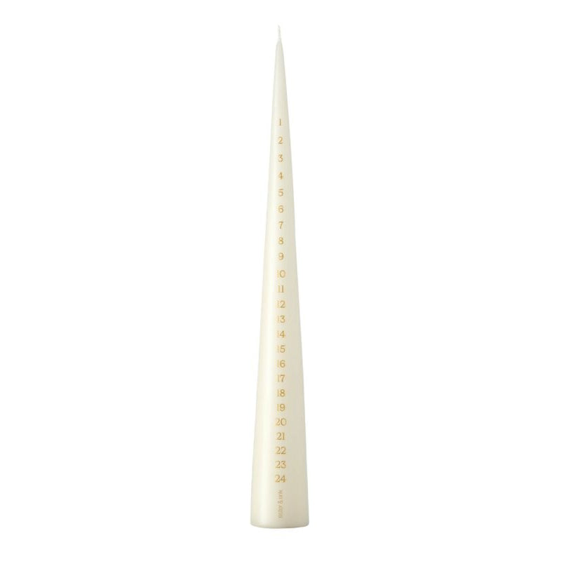 Bougie de l'Avent conique 37cm ivoire champagne numérotée 1-24 Ester Erik design danois