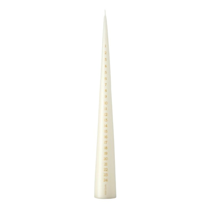 Bougie de l'Avent conique 37cm ivoire champagne numérotée 1-24 Ester Erik design danois