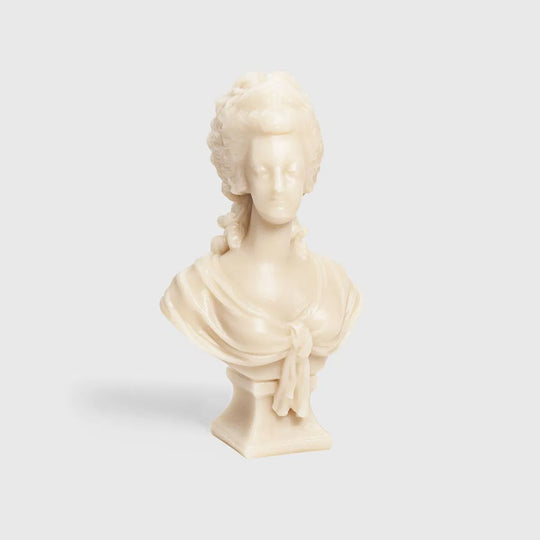 Buste en cire Marie-Antoinette pierre Trudon, bougie parfumée décoration haut de gamme avec couronne fleurs de lys