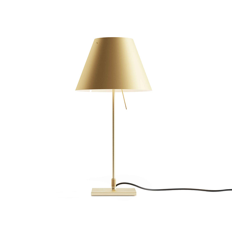 Lampe à poser Costanzina en laiton par Luce Plan avec abat-jour blanc et structure épurée