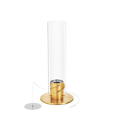 Gros plan sur le revêtement haute résistance couleur or du socle en acier du Höfats SPIN 1200, illustrant la qualité des finitions et le design luxueux du produit.