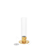 Gros plan sur le socle en acier inoxydable couleur or du Höfats SPIN 900, mettant en évidence la base antidérapante et la qualité supérieure de la finition métallique.