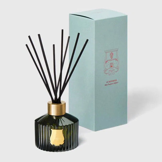 Diffuseur Gabriel Trudon 350ml avec tiges rotin noir naturel, flacon verre soufflé