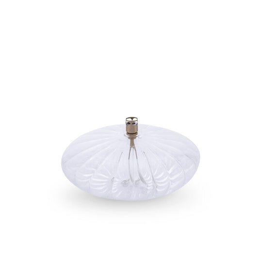 Lampe à huile Galet ciselé L Peri Living avec corps en verre transparent et finition laiton, design minimaliste