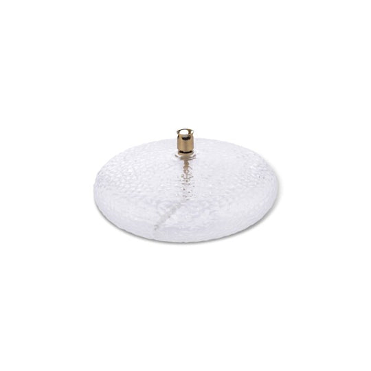Lampe à huile Galet martelé L Peri Living en verre martelé transparent avec monture en laiton, format 18x9 cm