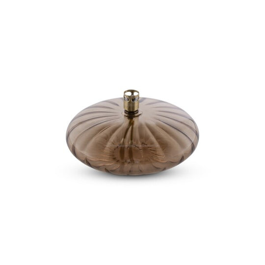 Lampe à huile Galet ciselé M couleur laiton champagne avec disque en verre diffusant