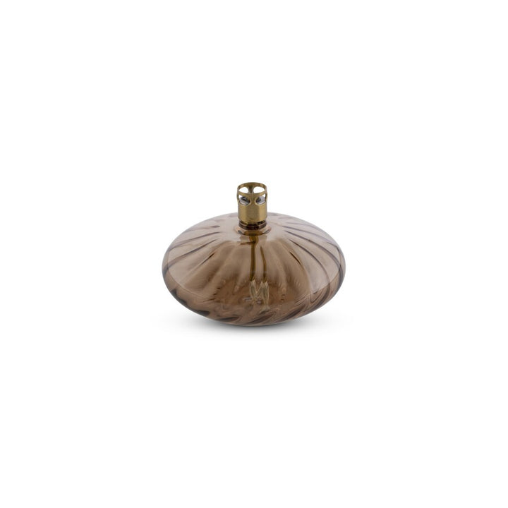 Lampe à huile Galet ciselé S Peri Living finition laiton champagne avec verre teinté
